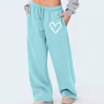 thumbnail image 2 of Wide Leg Sweatpants Women Low Waisted Drawstring Pants Love Heart Graphic Baggy Pants With Pockets Workout Trousers, 2 of 6