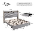 thumbnail image 6 of SIBEDS LED Bed Frame with 2 Storage Drawers and Galaxy Star Projector Velvet Upholstered Gray Tufted Wingback Headboard, King, 6 of 9