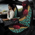 thumbnail image 2 of Xoenoiee Rose Leopard Glitter Print PU Leather 5 Piece Car Accessories Set, 2 Front Seat Covers, 2 Seatbelt Covers, 1 Center Console Cover, Universal Fit, 2 of 7