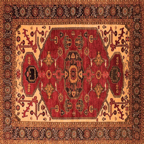 Ahgly Company Indoor Square Persian Orange Traditional Area Rugs, 3' Square
