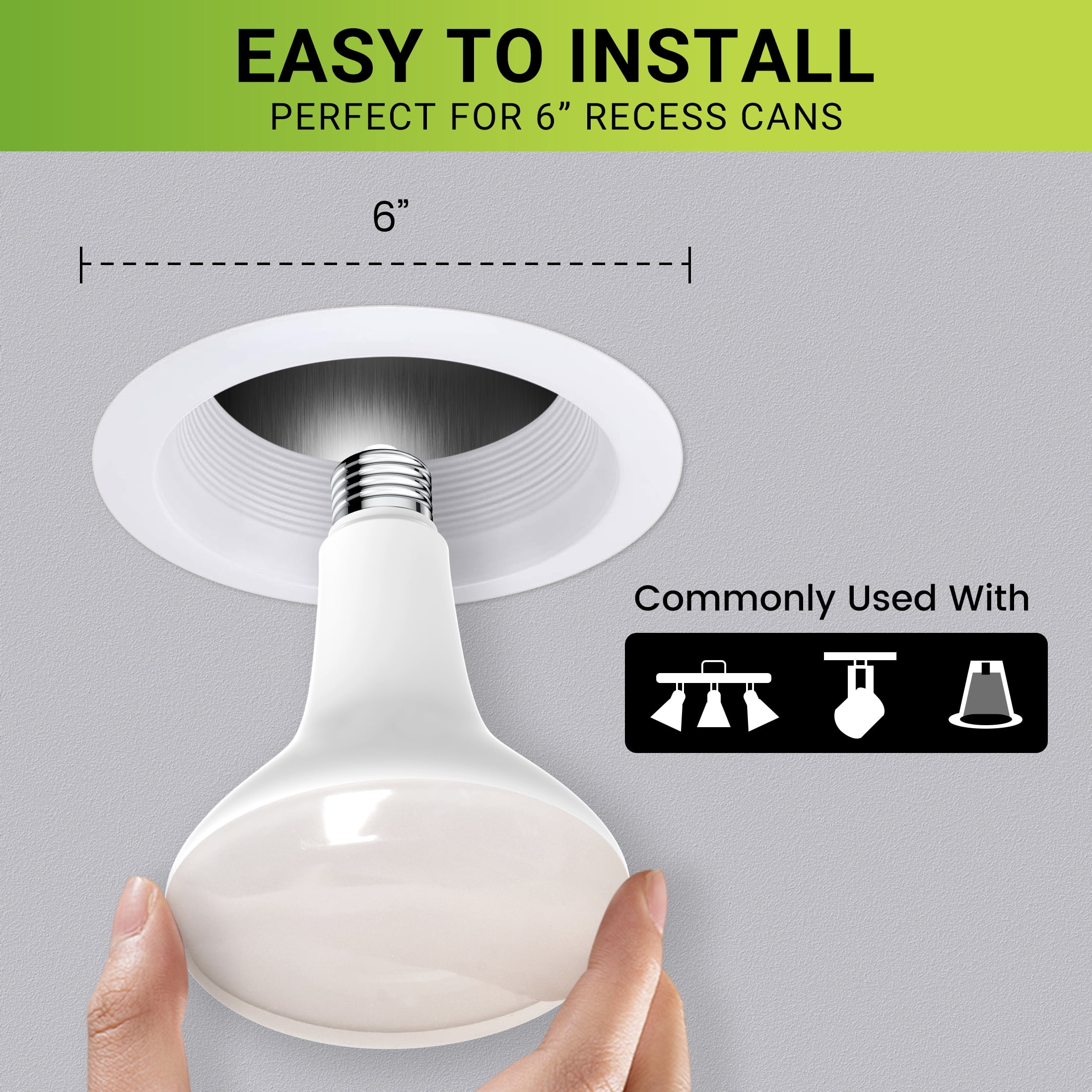 Green Watt BR40 LED Flood Light Bulbs, 17W (100W Equivalent), Daylight White, E26 Medium Base, Dimmable (12-Pack)