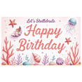thumbnail image 5 of Decorative Design Happy Birthday Banner Sea Theme Jellyfish Coral Clam Shell for Kids Party Marine Celebration Indoor Event, 5 of 7