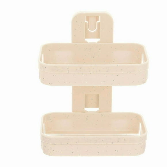 Double-Layer Suction Soap & Sponge Holder - Self-Draining Wall Mount for Shower, Bathroom, Kitchen