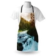 thumbnail image 3 of European Apron River in Norway Sunrise Sunbeams Through Pine Trees Springtime Scenic, Unisex Kitchen Bib Apron with Adjustable Neck for Cooking Baking Gardening, Baby Blue Apple Green, by Ambesonne, 3 of 3