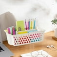 thumbnail image 4 of Cesta apilable de almacenamiento de escritorio con diseño de hebilla, cesta organizadora de plástico transpirable con asas, almacenamiento doméstico multiusos para oficina, cocina y baño., 4 of 6