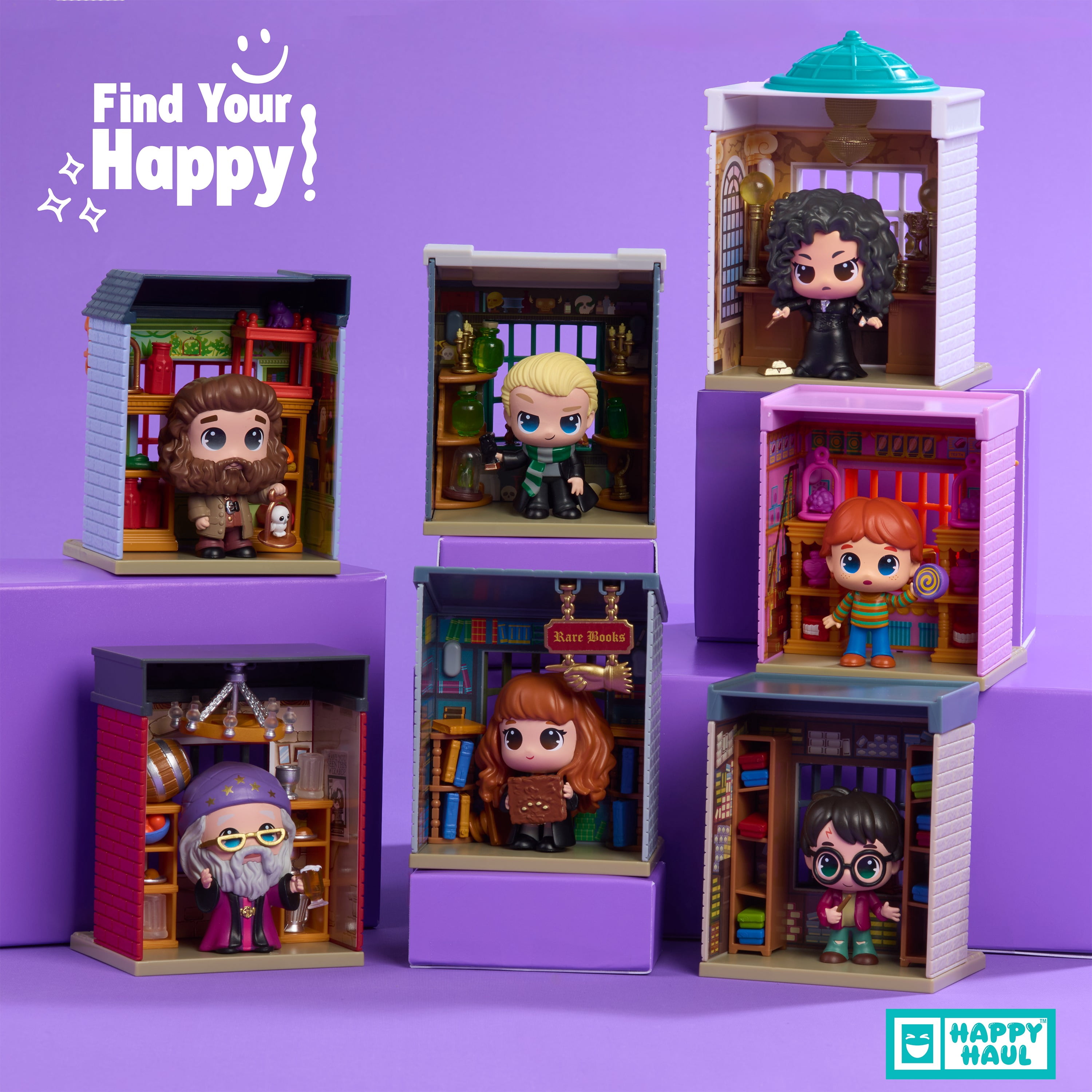 Happy Haul Harry Potter Shops of the Wizarding World Scene Setters Surprise Toys, Drop 2 Blind Box Collectibles, 4-Inch Figure with Shop Display by Just Play, Ages 8+