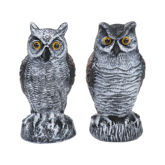 Honganda 2Pcs Fake Owl, Realistic Pest Bird Deterrent Protector Outdoor Garden Patio Scarecrow Decoration