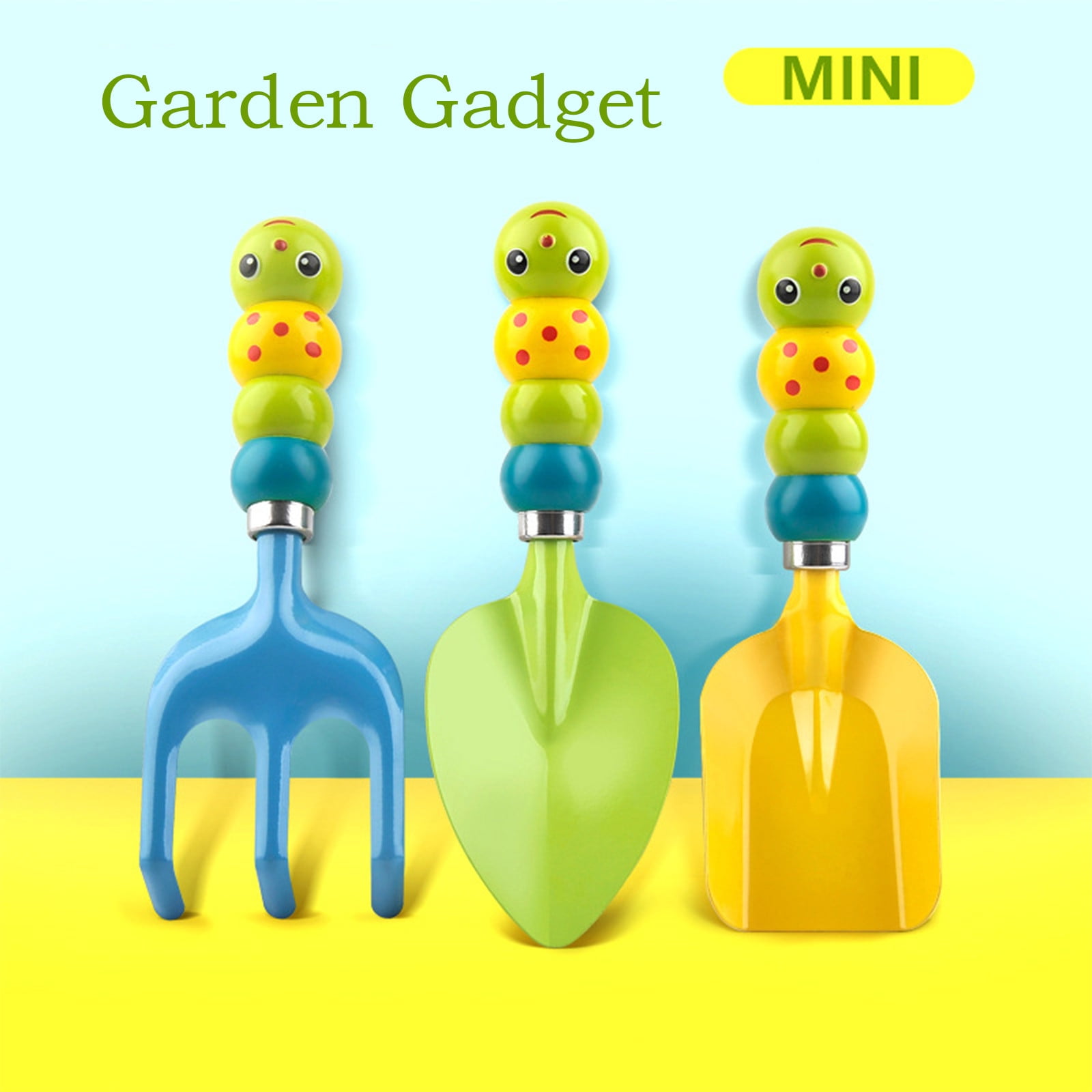 Holloyiver 6 PCS Kids Gardening Tool Set, Shovel Rake Fork Trowel Gloves Watering Can and Tote Bag, Toddler Gardening Tools for Kids Best Outdoor Toys Gift for Boys and Girls