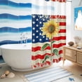 thumbnail image 5 of No Hook Shower Curtain, American Flag Shower Curtains for Bathroom with See Through Top Window, Sunflower Vintage USA Flag Waterproof & Washable Bath Curtain Stand Up Stall 36"x72", 5 of 9