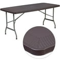 thumbnail image 1 of 5.5-Foot Brown Rattan Plastic Folding Table, 1 of 4