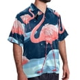 thumbnail image 2 of Flamingo Tropical Rainforest Men's Short Sleeve Poplin Shirts with Spread Collar Tops, Casual Printed Button Down Short Summer Beach Shirts for Men and Women, 2 of 6