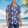 thumbnail image 2 of Lsque crystal cool Skull flower pattern Hawaiian Shirt for Men, Unisex Summer Beach Casual Short Sleeve Button Down Shirts-Large, 2 of 9