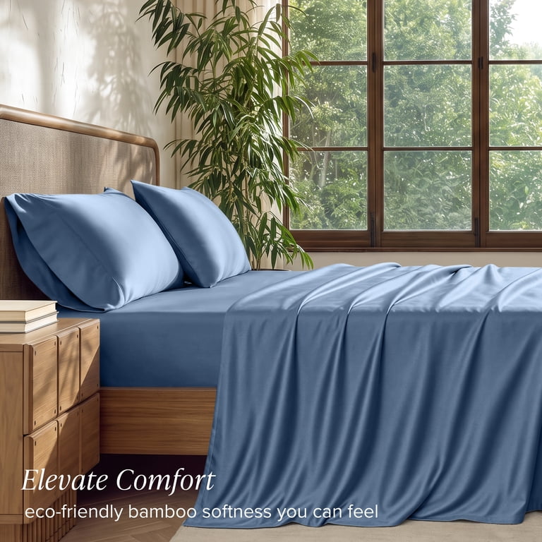 Bare Home Bamboo Sheet Set, Queen, Coronet Blue photo 7