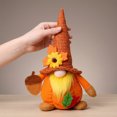 thumbnail image 6 of Cififendec Thanksgiving Pumpkin Gnome Figurine, 10.63"×6.69", Autumn Sunflower Knit Hat Faceless Dolls for Tiered Tray Decor, Fall Season Gift Matching Styling Scheme, 6 of 6