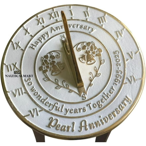 SCXP 30th Pearl Wedding Anniversary Sundial Gift for Parents, Grandparents, Friends, Husband or Wife, Couples, Him & Her Unique Marriage Present (30th Anniversary)