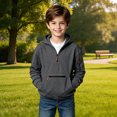 thumbnail image 2 of JAJAHO Cargo Hoodies For Kids Boys Quarter Zip Long Sleeve Hooded Sweatshirts With Zipper Pockets 5-16Y, 2 of 7