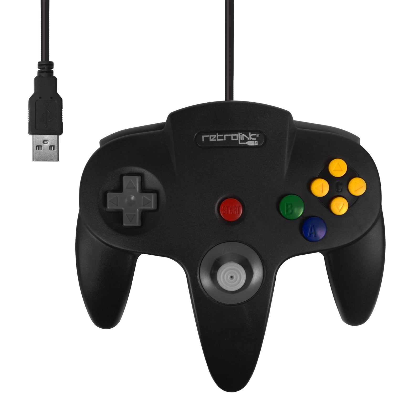 RetroLink N64 Style USB Controller For PC & MAC Compatible - Black