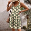 thumbnail image 5 of Ovzne Robes pour Femmes Robe Femme Décontractée avec Poches Été Boho Robe de Plage T-Shirts Robe Col en V Ample Robes de Vacances Imprimées Liquidation, 5 of 5