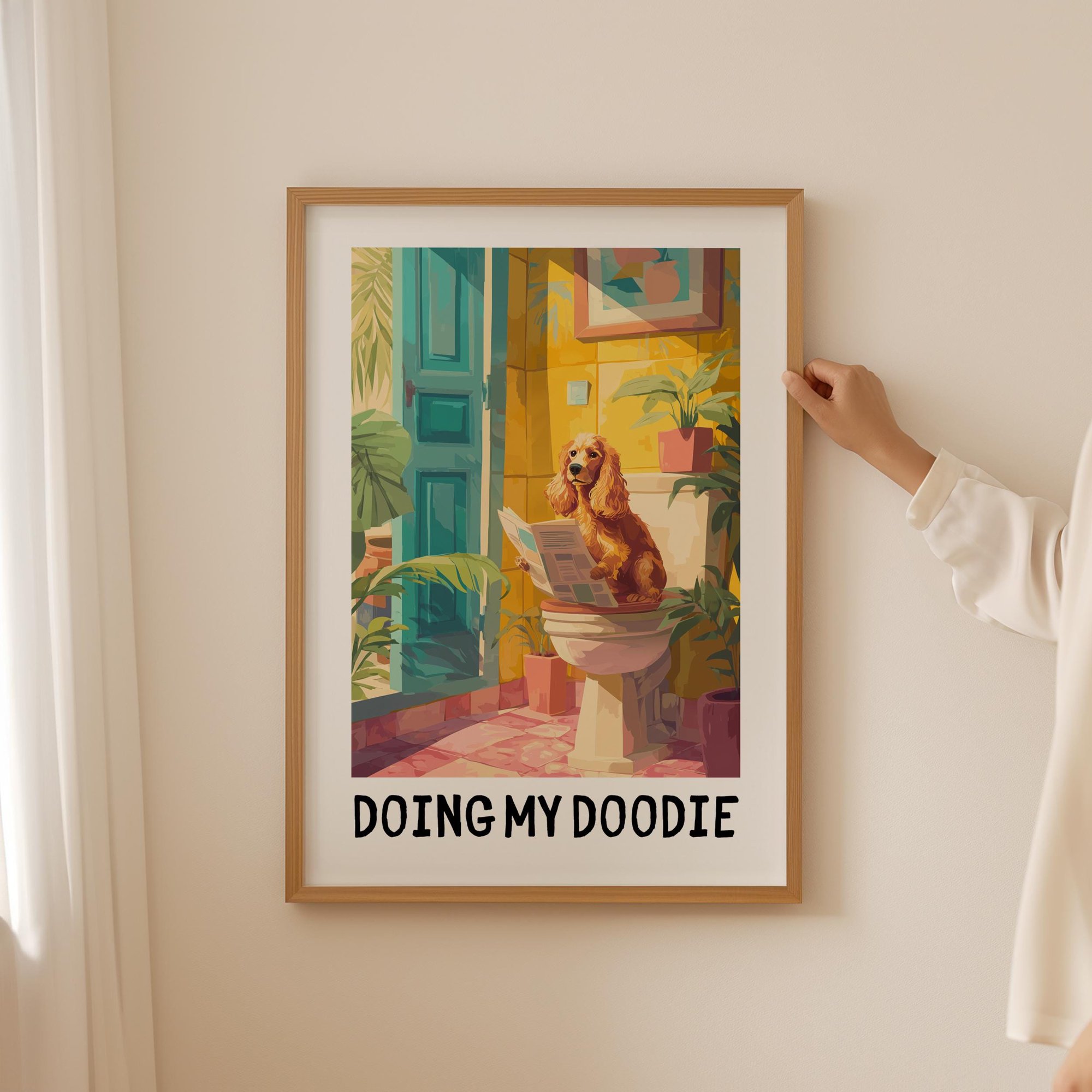 Cocker Spaniel Dog Lover For Funky Dopamine Toiletprint Art Themed Gifts Animal Wall Art Poster , Poster Print Only
