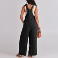 thumbnail image 5 of Womens Overalls Casual Loose Sleeveless Adjustable Tie Straps Bib Wide Leg Cotton Linen Rompers Outfits with Pockets Black,L, 5 of 6