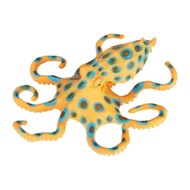 Anillo azul, modelo de criatura, juguete, juguetes de animales marinos, juguete educativo, figuritas de animales de vida marina simulada para niños y naranja