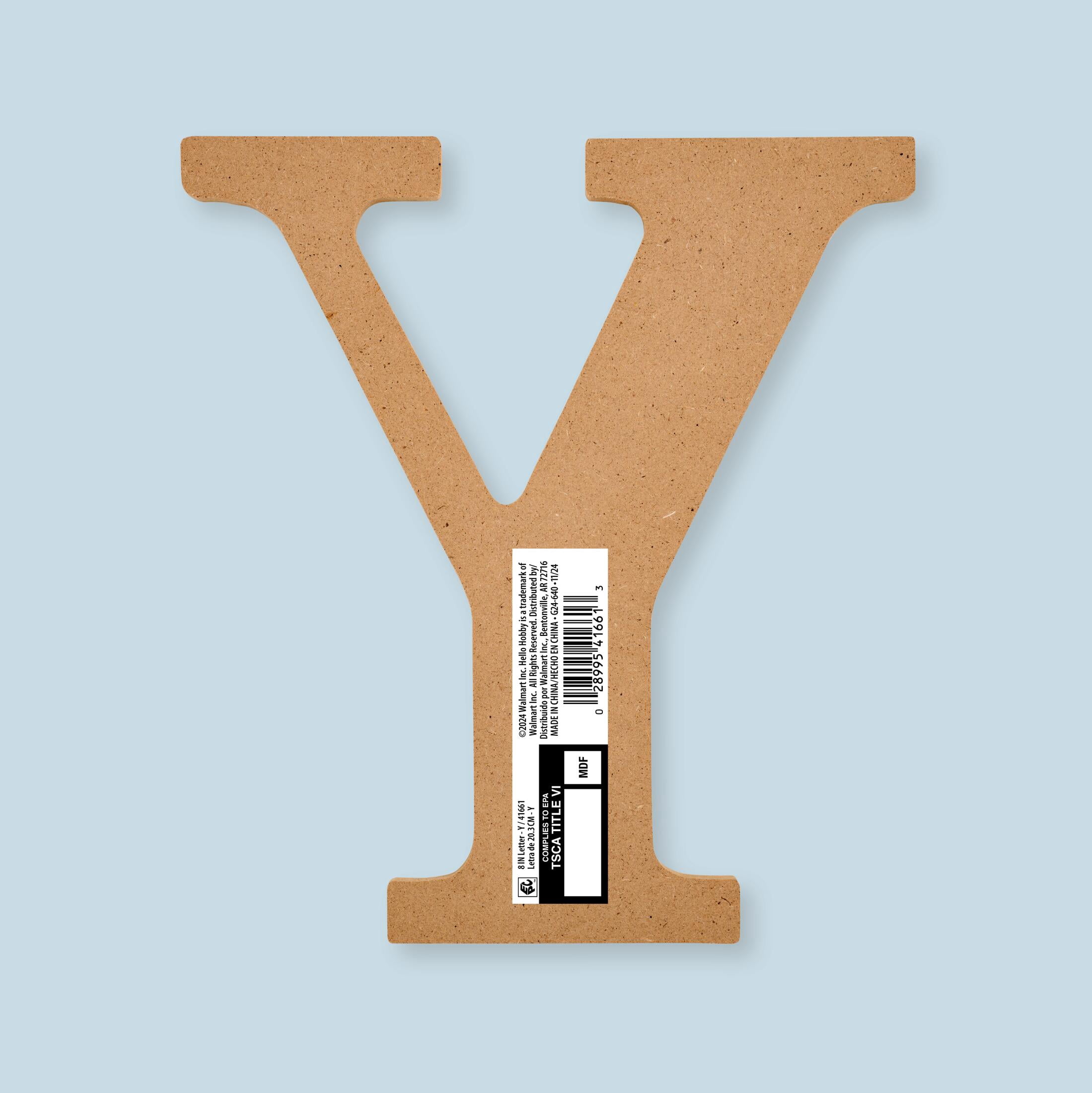 Plaid Unfinished Wood MDF 8" Letter for DIY Arts and Crafts, Y