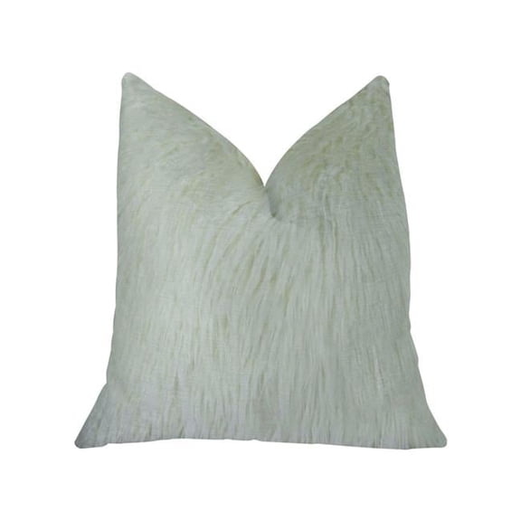 Fuzzy Mongolian Fur White Handmade Luxury Pillow, 20 x 36 in. King