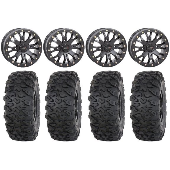 System 3 SB-4 15" Wheels Black (6 1) 32" Roctane T4 Tires Can-Am Commander Maverick Renegade Outlander Defender