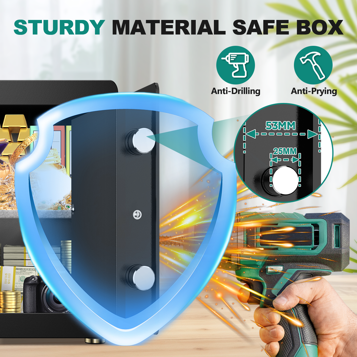 Gemaisil 1.5 Cuft Safe Box for Office & Home, Security Safe with Digital Keypad, Adjustable Shelf, Fireproof Bag, Suit for Store Documents, Cash, Jewelry, Values