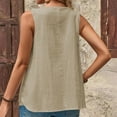 thumbnail image 4 of ECZHAW Petite Tops for Women Cotton Linen Summer Tank Tops Dressy Casual Button Trim Crewneck Sleeveless Shirts, 4 of 7