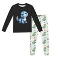 thumbnail image 2 of Pyjamas pour Enfants Ensemble de Pyjama Imprimé Dinosaure Col Rond Manches Longues Pantalon 2 Pcs Printemps Automne Pyjamas pour Garçons Noir 3 Ans-4 Ans, 2 of 5