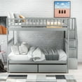 thumbnail image 2 of imerelez Full over Full Bunk Bed with Two Drawers and Storage, Gray, 2 of 9