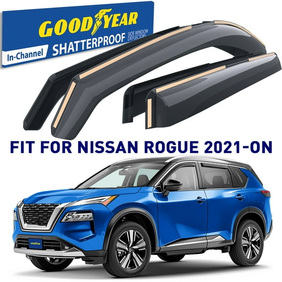 Goodyear Shatterproof in-Channel Window Deflectors for Nissan Rogue 2021-2026, Rain Guards, Window Visors for Cars, Vent Deflector, Car Accessories, 4 pcs - GY008432