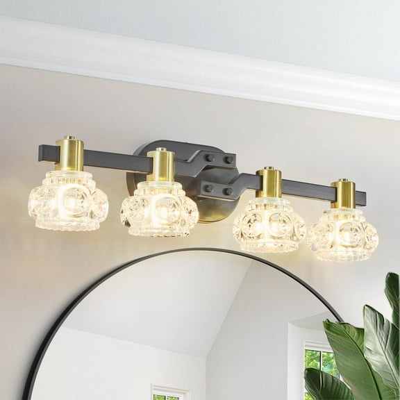 Gold and black Vanity Lights for Bathroom 23.6inch Vintage 4-Light ron Finish Vanity Light Fixture for Bathroom or Hallway
