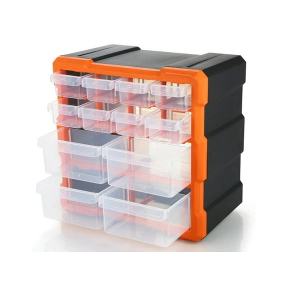 MPM 12 Drawer Storage Cabinet Stackable Organizer Box Multi-drawers Multiple Compartment Container For Hardware, Crafts,