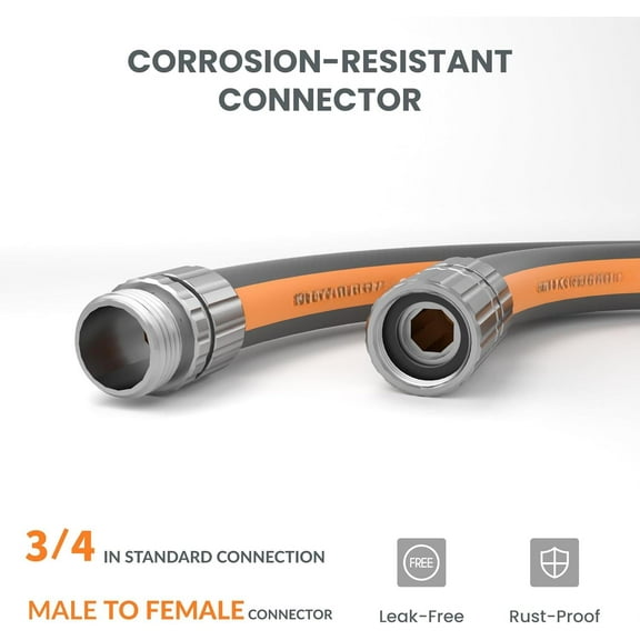 Garden Hose 50FT, 5/8" Lightweight Lay Flat Water Hose, Custom Length, Flexible, Leakproof Hybrid Hose Pipe with Male to Female Fitting