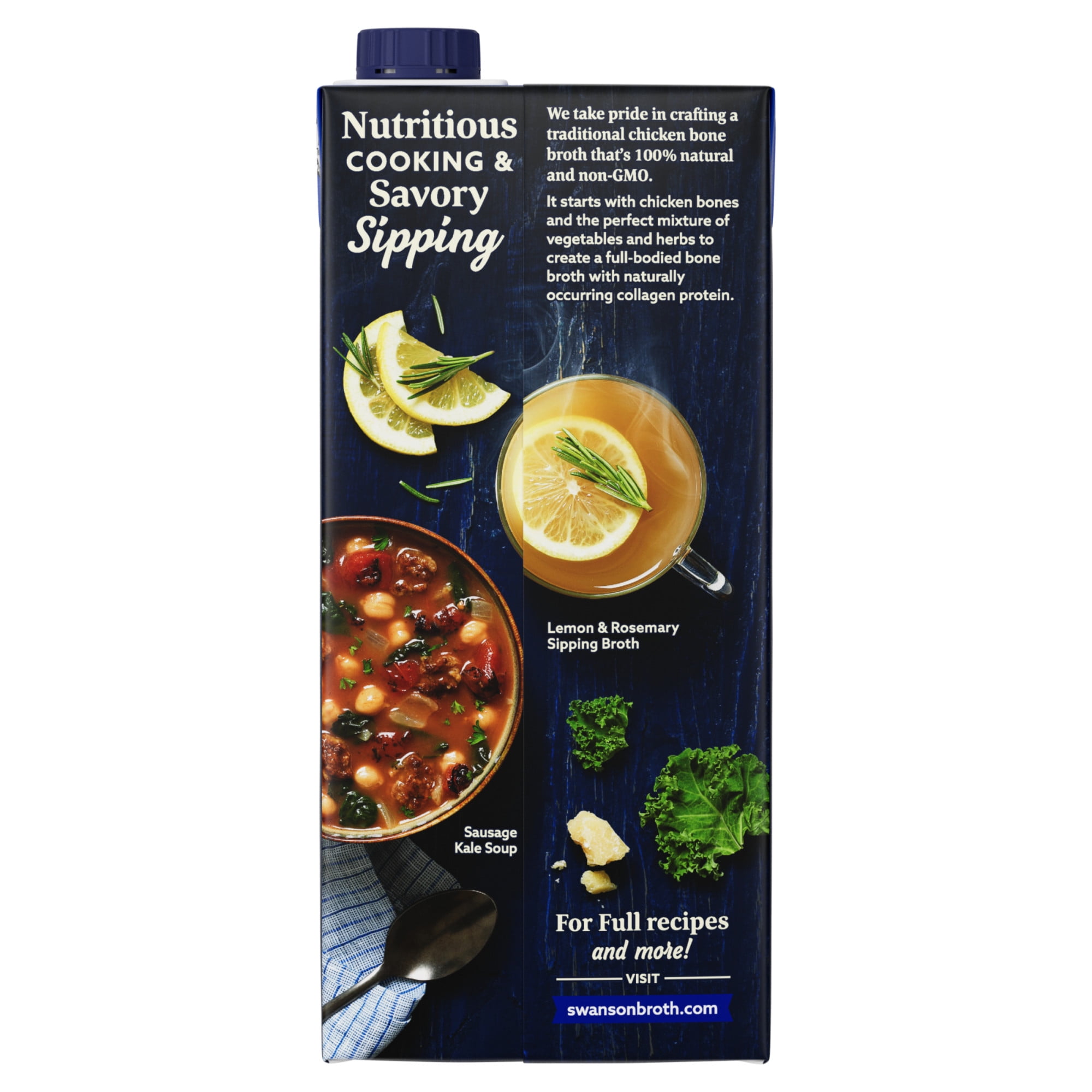 (12 pack) Swanson Chicken Bone Broth, 32 oz Carton