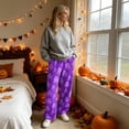 thumbnail image 4 of Trgacdwlo Halloween Pajama Pants Fuzzy Spooky Season Wide Leg Womens Flannel Pajama Pants Elastic Waist Winter Cozy Warm Lounge Pants Women, 4 of 6