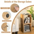 thumbnail image 2 of Costway 2 PCS Wood Stackable Storage Cube 2-tier Narrow Bookshelf Vinyl Record Organizer Natural, 2 of 10