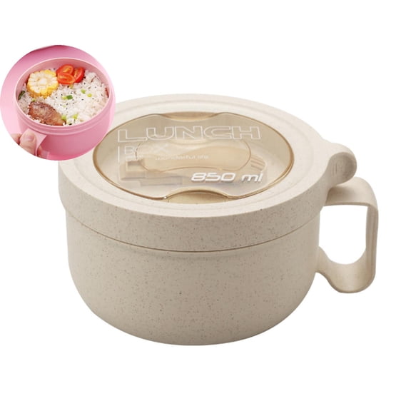 WNFJR Microwave Soup Bowl Containers with Lids - Wheat Straw Ramen Noodles Cup for Instant Noodles, Oatmeal, Gumbo, Salad, Crunch & Cereal - Easy Grip Design