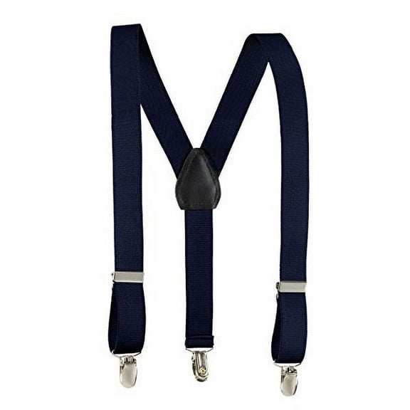 Kids and Baby Adjustable Elastic Solid Colors Unisex Children Suspenders (Youth 36 Inch, Navy)