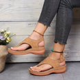 thumbnail image 1 of Women‘s Wedge Thong Sandals - Open Toe  Arch Support  Buckle Strap & Slingback - Perfect for Casual Going Out!, 1 of 7