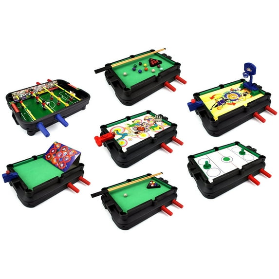 Ultimate 7-in-1 Novelty Table Top Arcade Games Toy Play Set w/ Table, Accessories