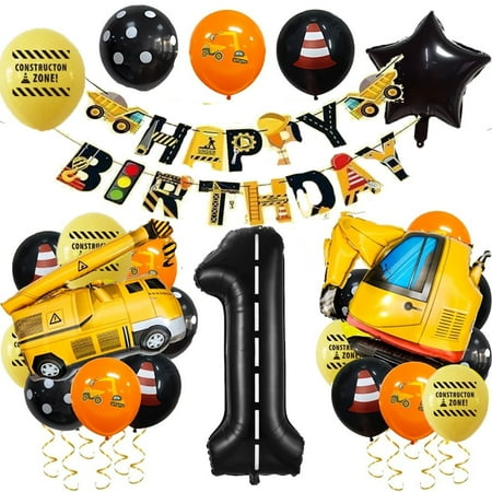 Construction Truck And Excavator Balloon Party Decoration Set Number 1 Suitable For Birthday Summer Party, Family And Outdoor Celebration Party Decoration Excavator Construction Theme Decoration