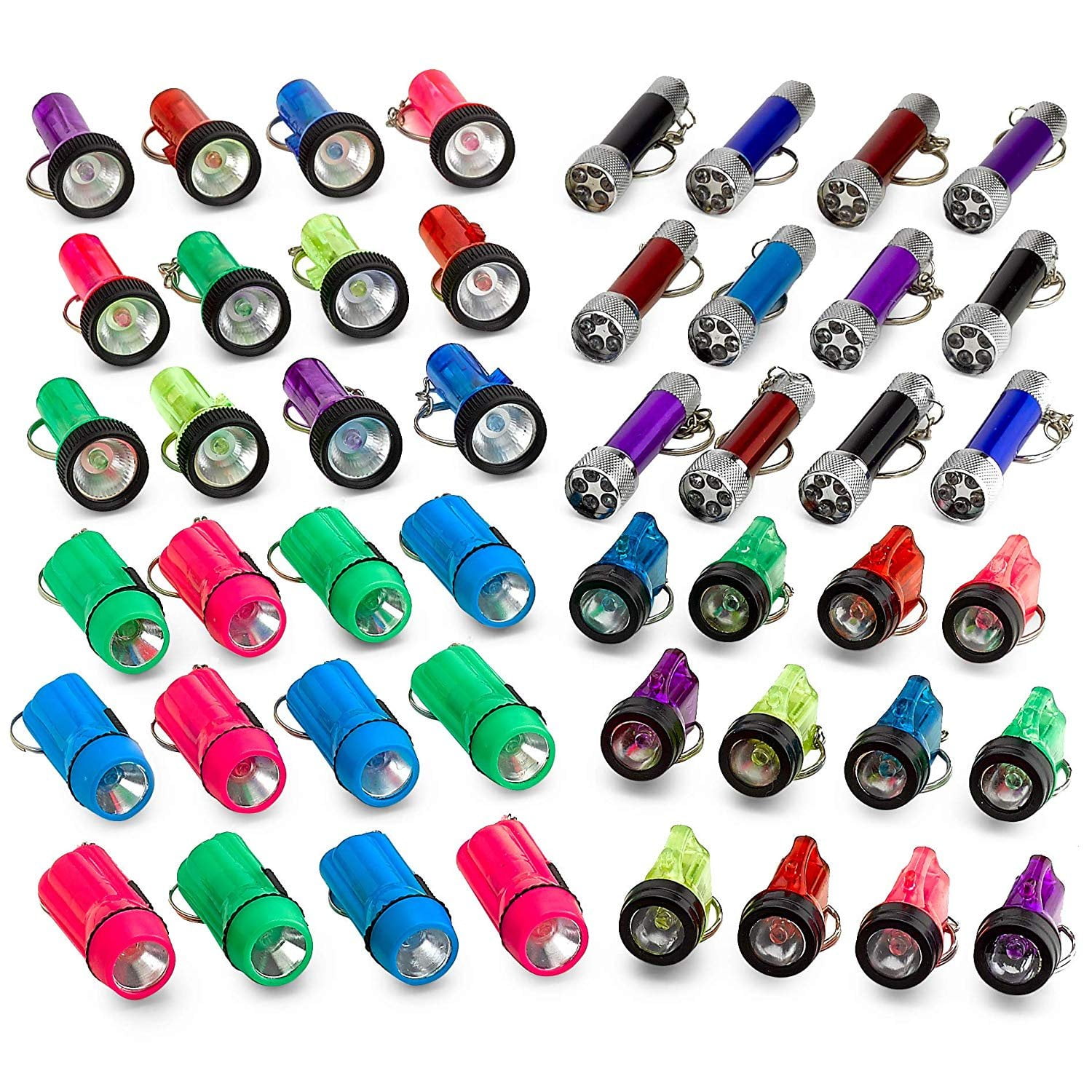 Mini Flashlight Keychain 48 Pieces Combo Pack Plastic Pocket Torch in