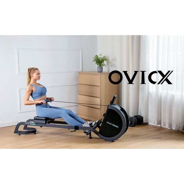 OVICX R100 Foldable Home Rower w Adjustable Foot Plate Extra Long Track Walmart
