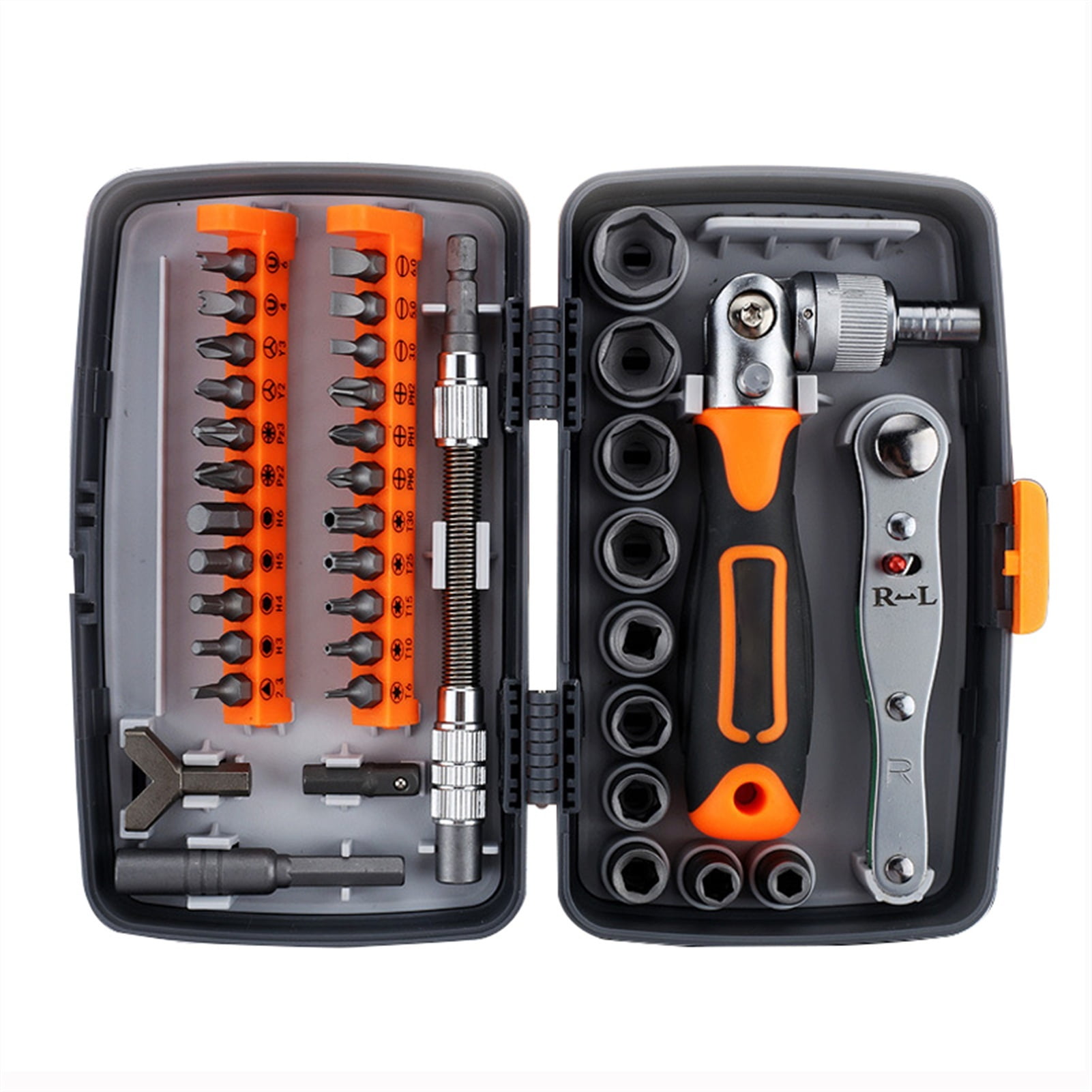 Hand Tool Set General Household Repair Hand Tool Kit with Plastic Toolbox Storage Case Socket Wrench Screwdriver repair tool key ,Built to Last