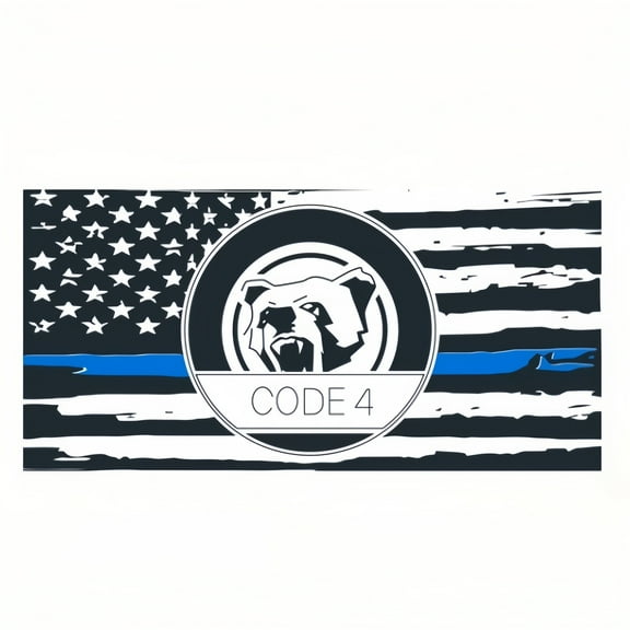 Thin Blue Line Sticker Code 4, American Flag Thin Blue Line Car Decal, Police Support Sticker, American Flag Thin Blue Line Decal for Car Truck Window Laptop