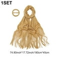 thumbnail image 2 of Gold Silk Shawl with Tassel Sparkling Metallic Shawl Party Costume Accessory for Bridal Bridesmaid Wedding Evening Party, 2 of 7