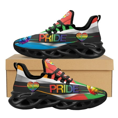 

LGBT Pride Print Women s Casual Comfort Air Cushion Sneakers Breathable Lace Up Running Shoes Soft Cool Flat
